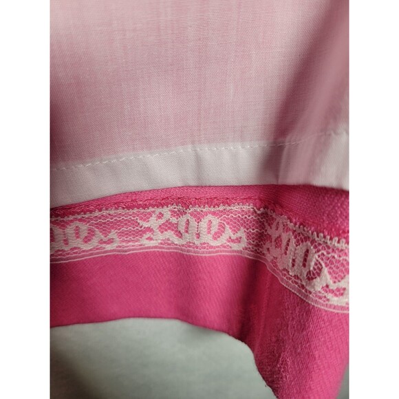 Lilly Pulitzer VTG Classic Pink Sheath Dress Size 12 Palm Trees Green Trim - Picture 11 of 11